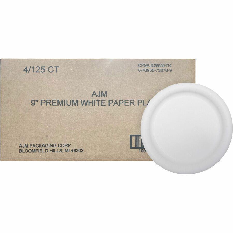 AJM Packaging Green Label Economy 9 Paper Plates, White