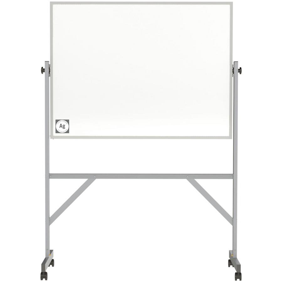 Ghent Hygienic Porcelain Mobile Whiteboard with Aluminum Frame - 48 (4 ft)  Width x 36 (3 ft) Height - White Porcelain Surface - Aluminum Frame -  Eraser Included - 1 Each - ICC Business Products