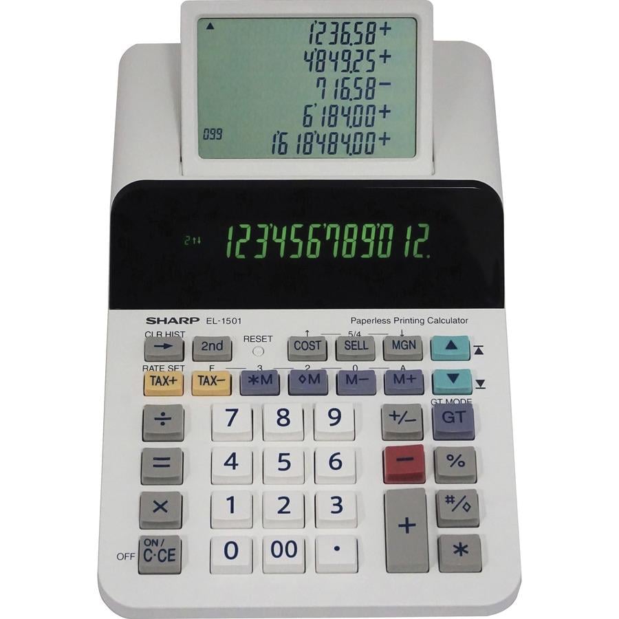 Sharp EL-1501 12-digit Printing Calculator LCD Display, Compact, 4-Key  Memory, Paperless Printing, Cordless 12 Digits LCD Battery Powered  AA 2