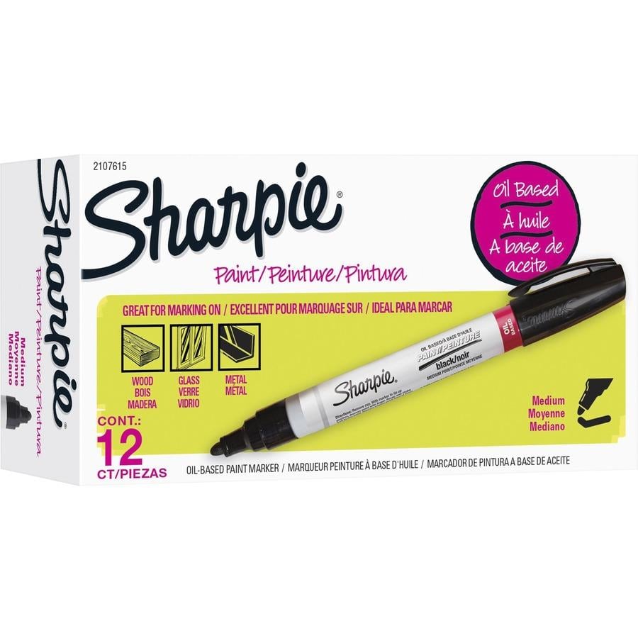 Sharpie Oil-Based Paint Marker, Medium Bullet Tip, Silver, 12-Count