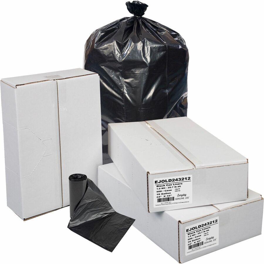 Earthsense Linear Low Density Recycled Can Liners, 10 gal, 0.85 mil, 24 x 23, Black, 500/Carton