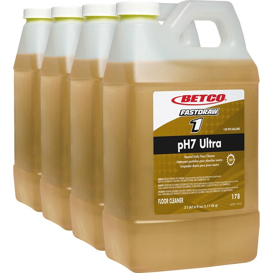 Betco No-Rinse Floor Cleaner - FASTDRAW 33 - Concentrate - 64 fl oz (2 quart) - Rain Fresh Scent - 4 / Carton - Rinse-free, Non-flammable, Glycol-free, Petroleum Free, Phosphate-free, Water Soluble, Silicate-free - Light Green