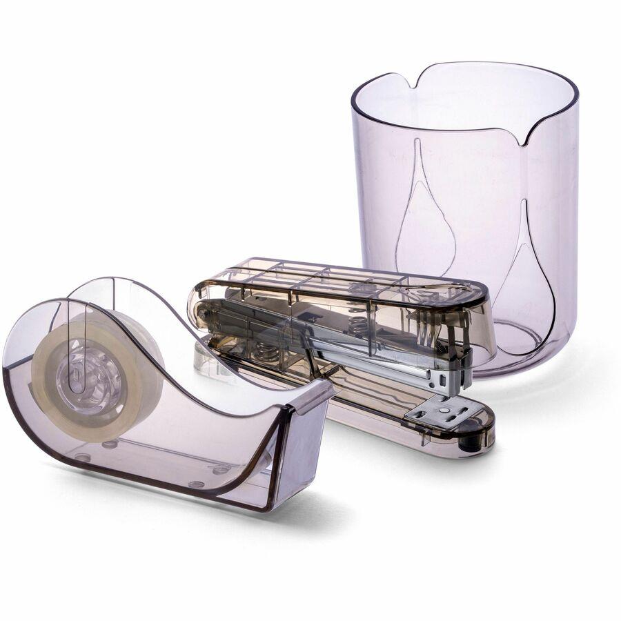 Officemate Recycled Letter Tray & File Desktop Set - Desktop - Front Loading, Durable, Sturdy - Translucent Gray - Plastic - 1 Each