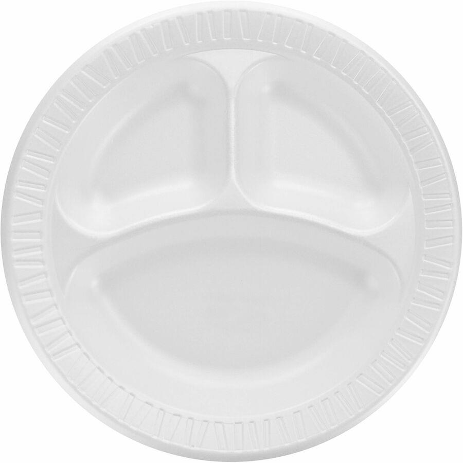 10-1/4 QUIET CLASSIC WHITE FOAM PLATE 3 COMP- LAMINATED FOAM 10CPWQ 5 —  Restaurants Supply