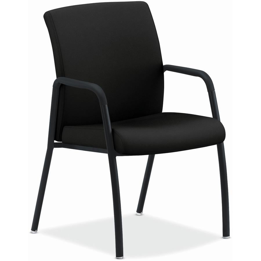 HON Ignition 4-Leg Guest Chair - Black Fabric, Wood, Polyester Seat ...