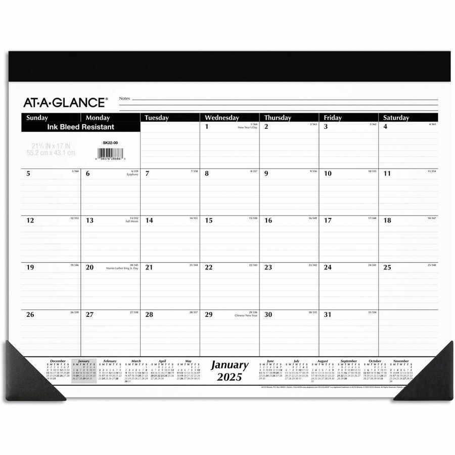 AtAGlance 2024 Monthly Desk Pad Calendar, Standard, 21 AAGSK2200, AAG