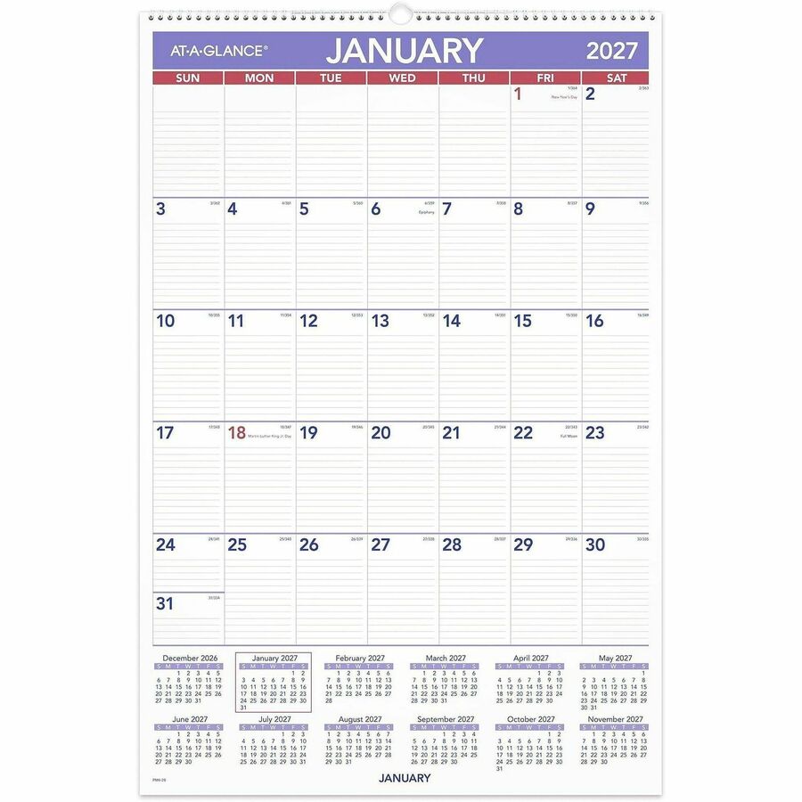 At-A-Glance Wall Calendar - Large Size - Julian Dates - AAGPM428, AAG PM428 - Office Supply Hut at-a-glance-wall-calendar-large-size-julian-dates-aagpm428-aag-pm428-office-supply-hut