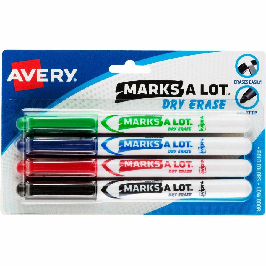 Vis-a-Vis Wet Erase Marker, Fine Bullet Tip, Assorted Colors, 4