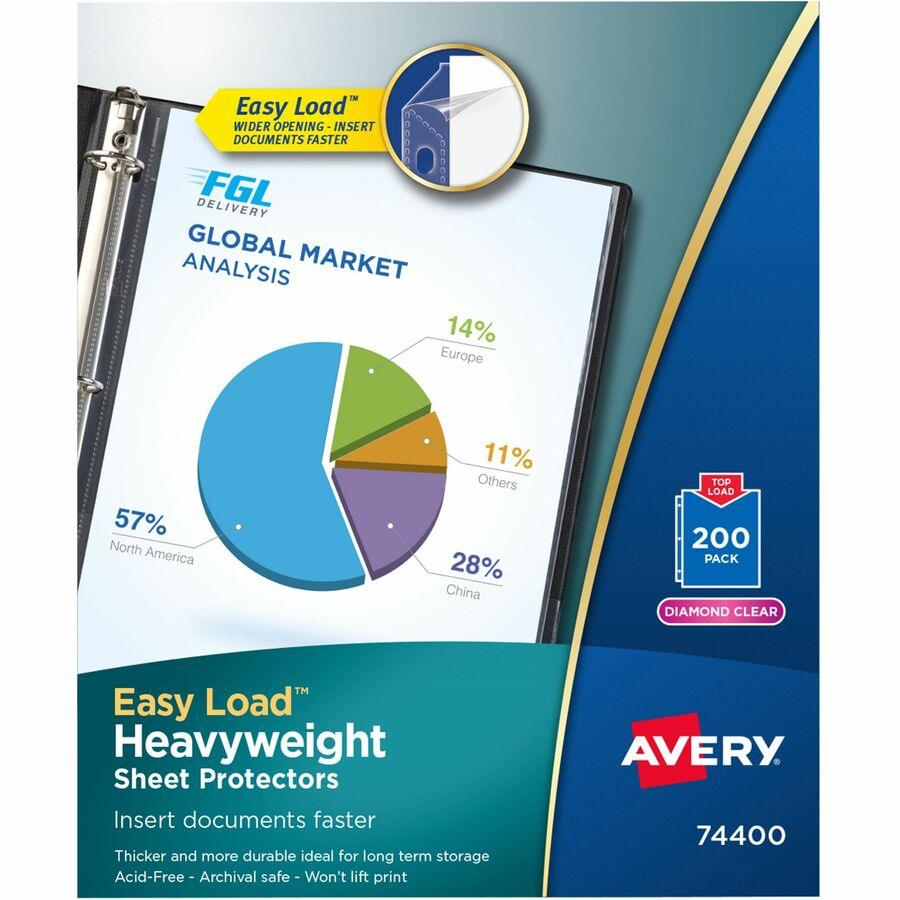 Avery® Heavy Duty Plastic Document Sleeves, 8 1/2 x 11, Holds Up To 25  Sheets, Clear, Pack Of 12 - Zerbee