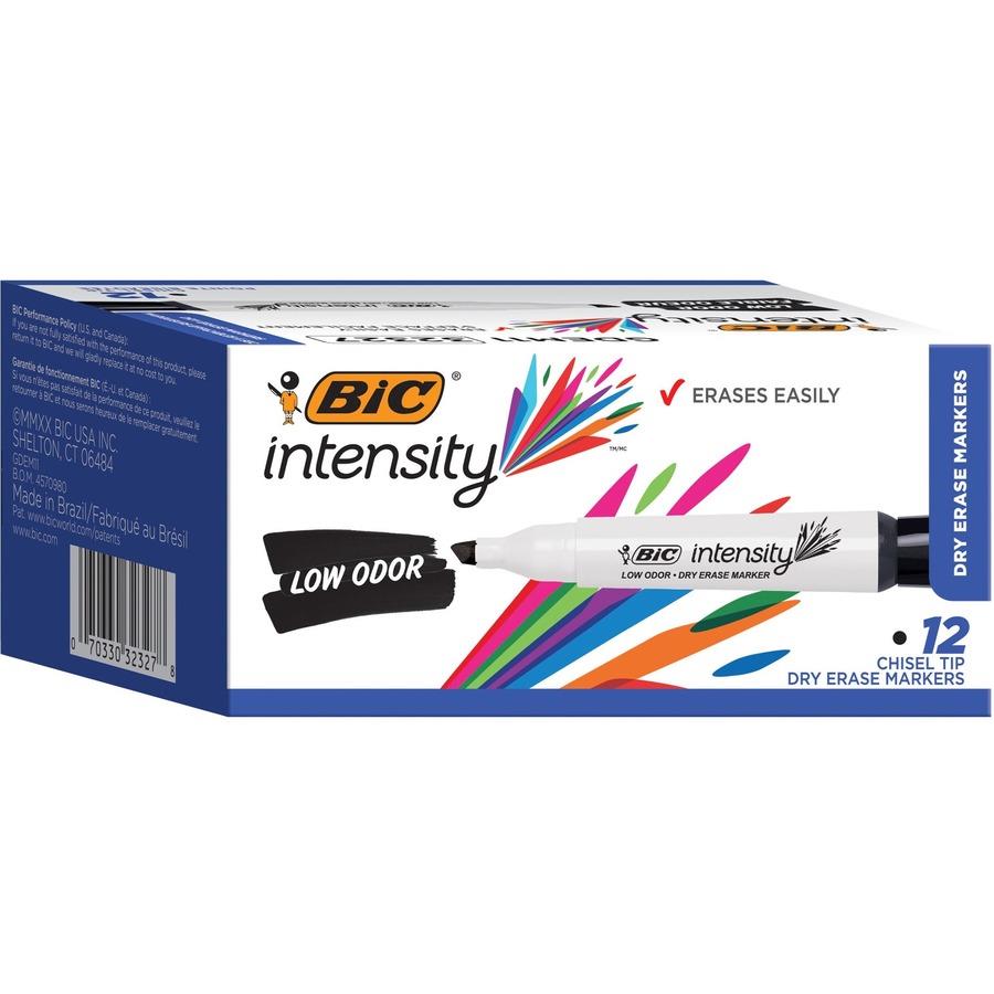 BIC Intensity Permanent Markers, Fine Point, Black, 12-Count