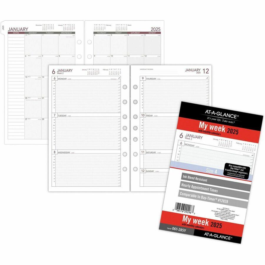 2024 Dated Planner Inserts, Horizontal Weekly, Monday Start