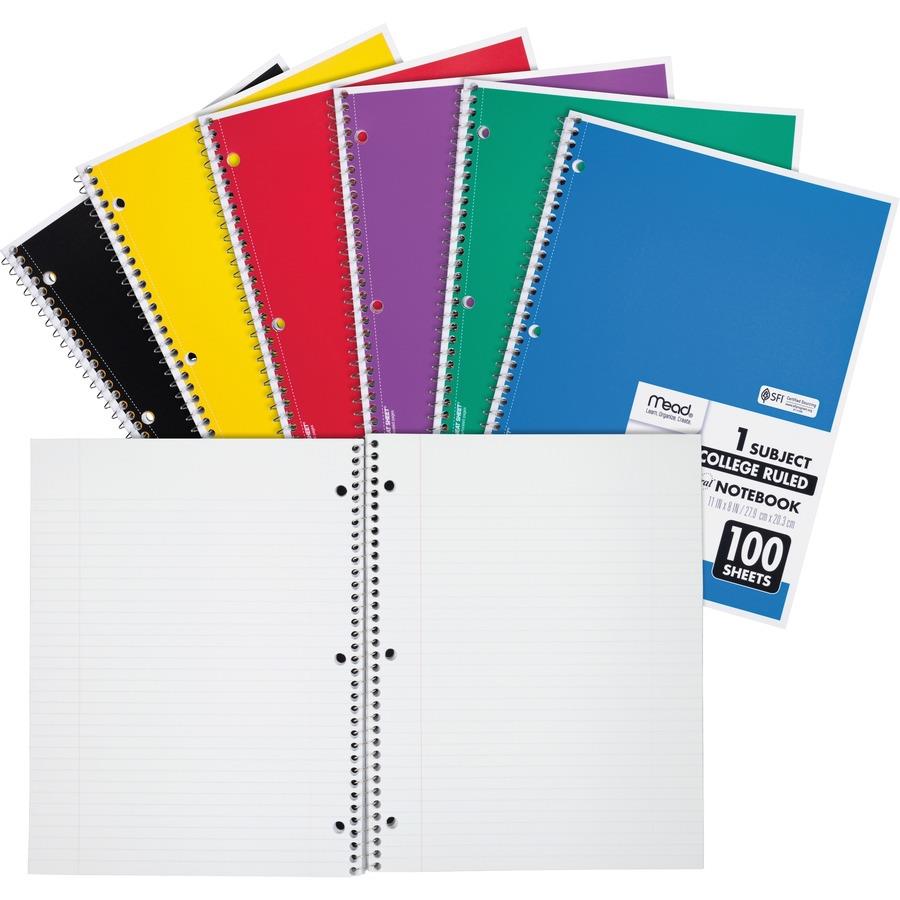 Mead One-subject Spiral Notebook - 100 Sheets - Spiral - College Ruled - 8 Mead One-subject Spiral Notebook - 100 Sheets - Spiral - College Ruled - 8