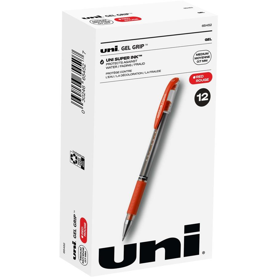uni-ball Gel Grip Pens - Medium Pen Point - 0.7 mm Pen Point Size - Red Gel-based  Ink - ICC Business Products