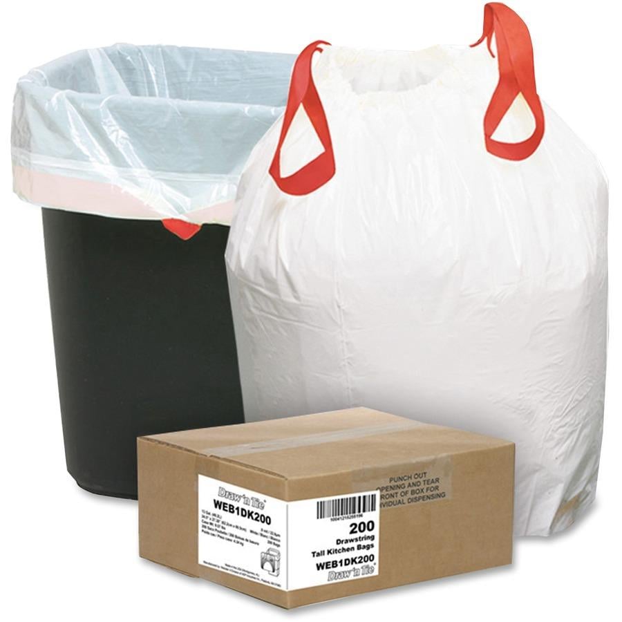 7.9 Gallon Drawstring Trash Can Liner, White (60-Count, 3-Packs of 20  Liners) -happimess