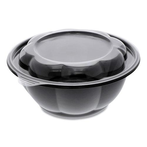 Roseware Bowl and Lid Combo, 80 oz, 9.75" Diameter x 9h", Black Base/Clear Lid, 252/Carton