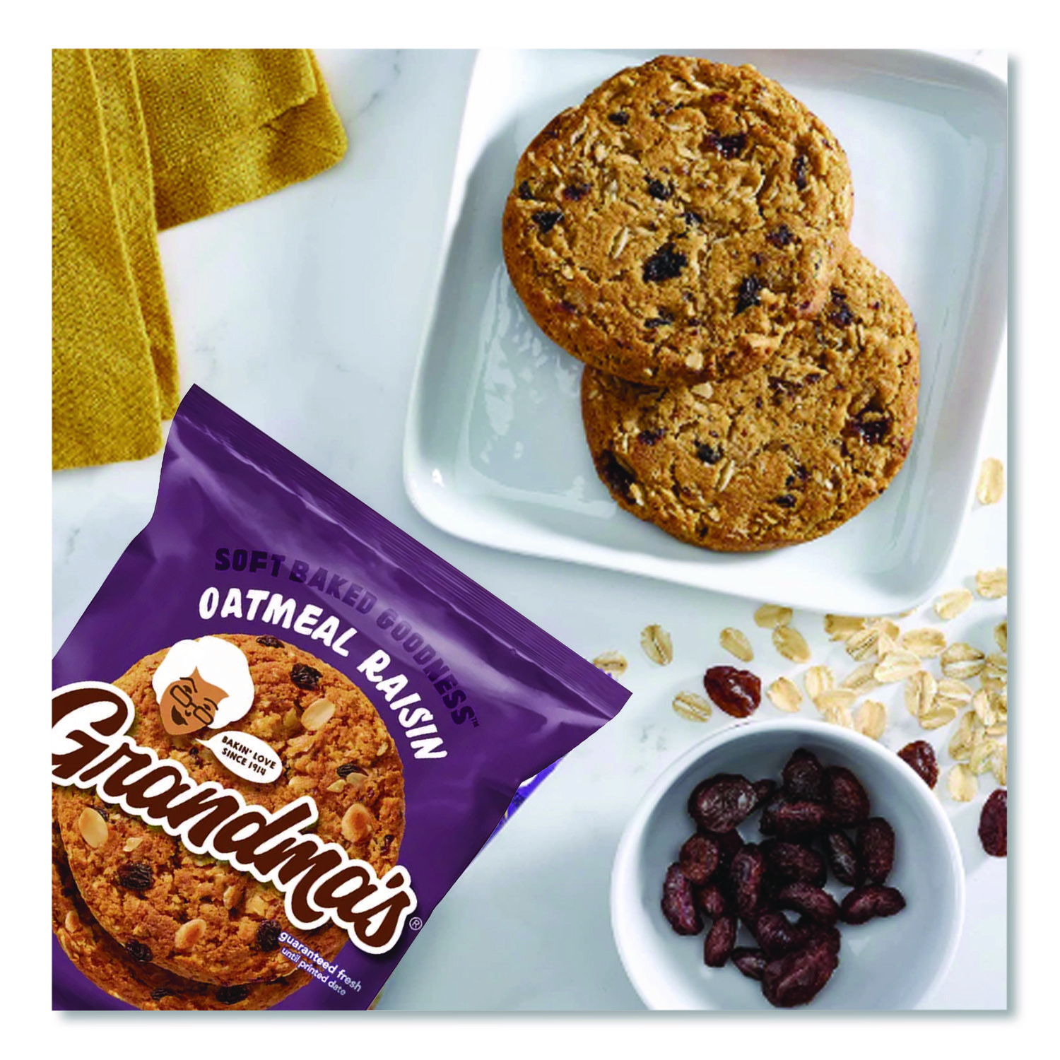 Cookies - Single Serve, Oatmeal Raisin, 2.5 oz Packet, 60/Carton -  Sandhills Office Supply, image size:1500x1500