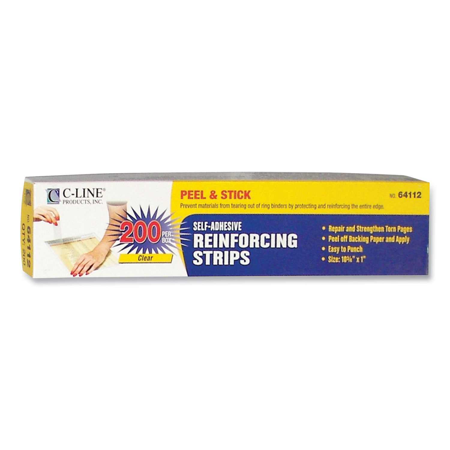 SelfAdhesive Reinforcing Strips, 10 3/4 x 1, 200/Box Round Eye Supply