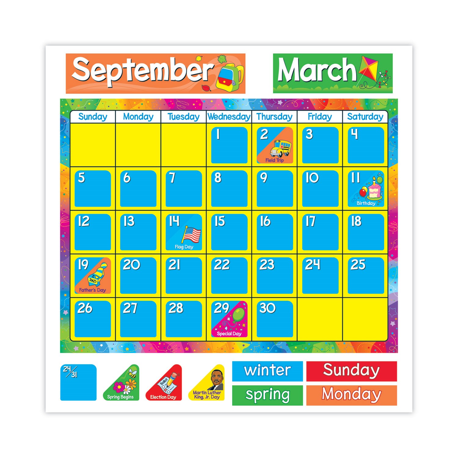 Year Around Calendar Bulletin Board Set, 22