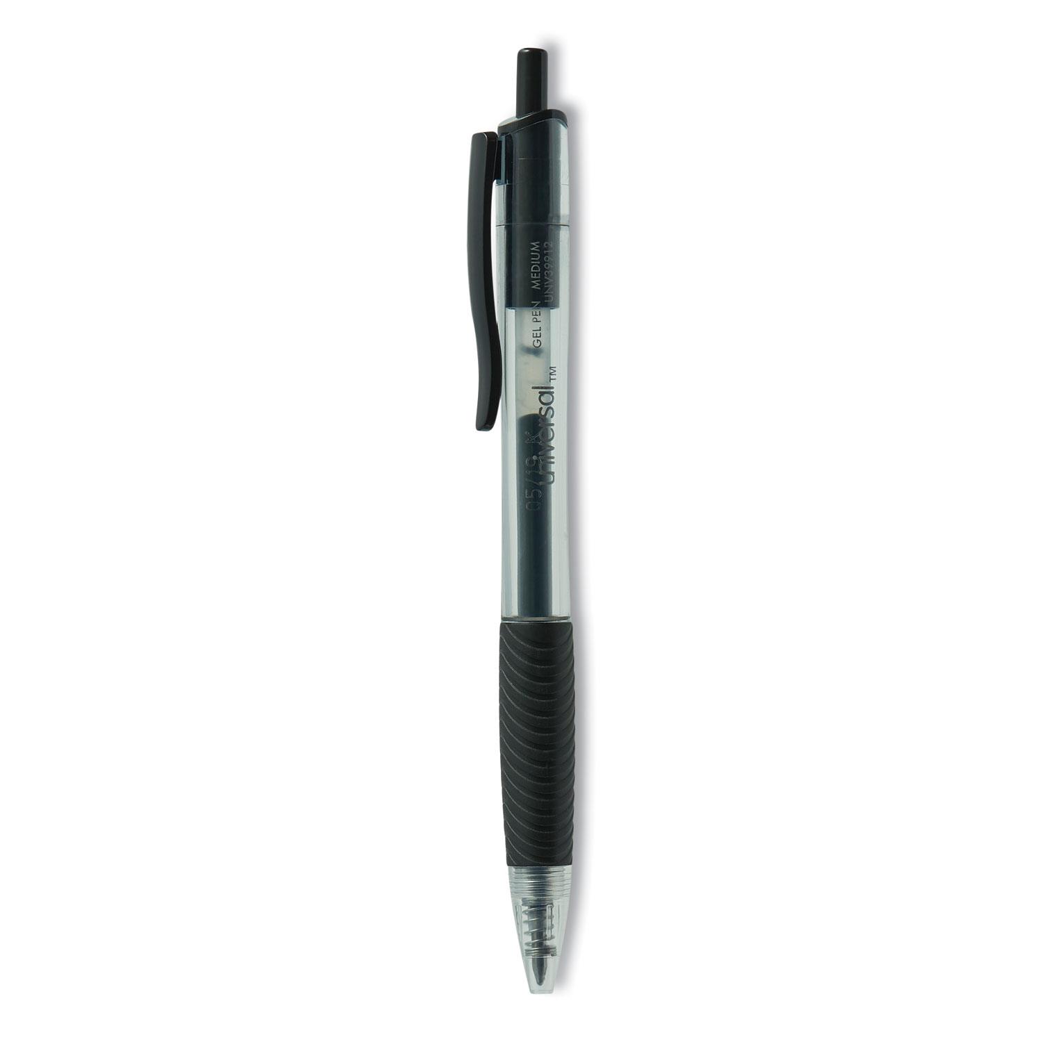 Comfort Grip Gel Pen, Retractable, Medium 0.7 mm, Black Ink, Clear/Black  Barrel, Dozen Office Supply Hut