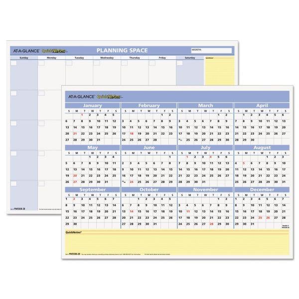 At-A-Glance PM5028 QuickNotes Desk/Wall Monthly Calendar Wirebound