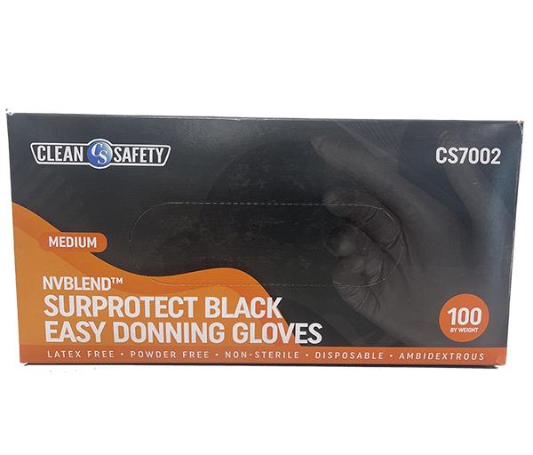 BXVitrile NVBlend PF Black Examination Gloves, Medium 100/BX American Sanitary Supply Co. Inc