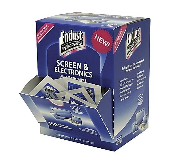 Endust Screen/Electronics Clean Wipes - For Smartphone, Handheld Device, Notebook, LCD, GPS Navigation System, Display Screen - Anti-static, Alcohol-free, Ammonia-free, Soft, Non-abrasive - 150 / Pack - Blue Endust Screen/Electronics Clean Wipes - For Smartphone, Handheld Device, Notebook, LCD, GPS Navigation System, Display Screen - Anti-static, Alcohol-free, Ammonia-free, Soft, Non-abrasive - 150 / Pack - Blue