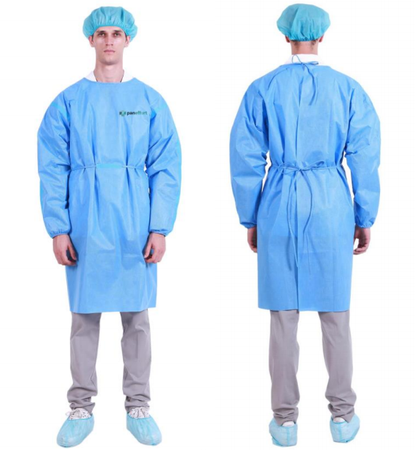 AAMI Level 3 Isolation Gown, SMS Elastic Wrist, Blue, non-sterile ...