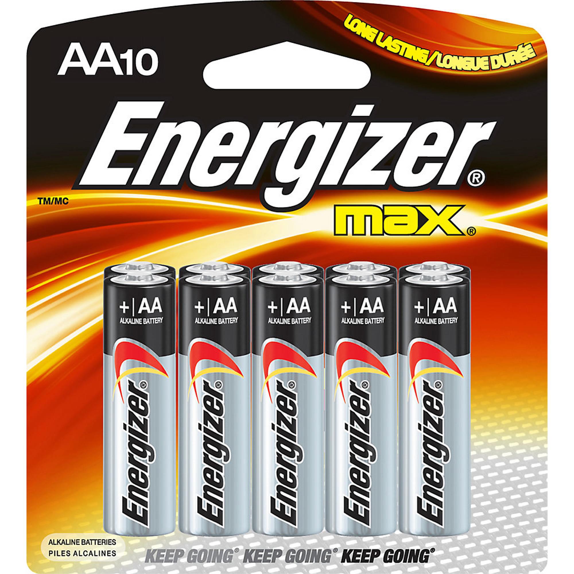 Energizer AA Batteries Double A Max Alkaline Battery 10 Pack 