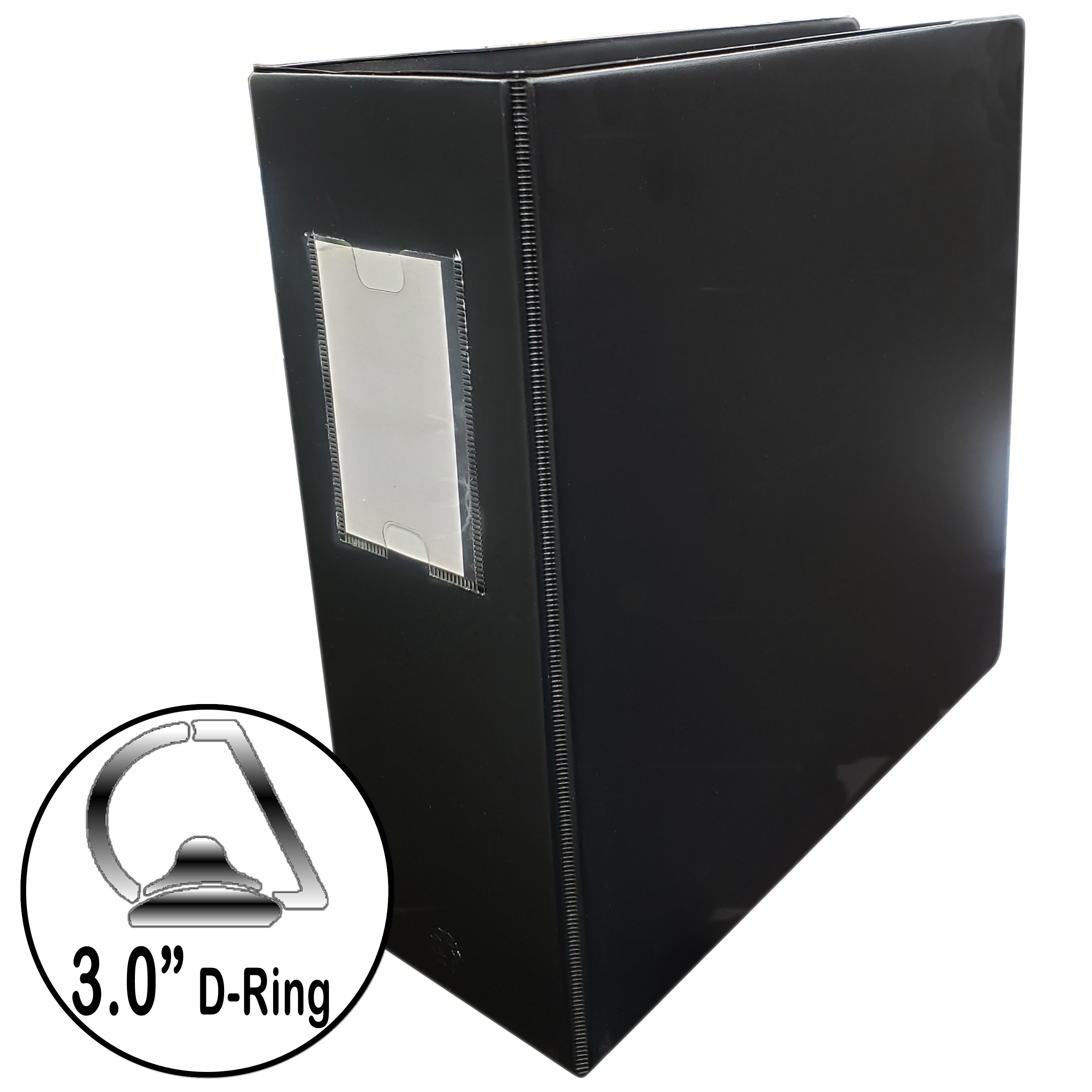3" Binder, Slant D-Ring, Small Spine Label Holder (Business Card Size),  Black, Letter Size, Recycled, 12 Each Per Carton - Bluebird Office Supplies