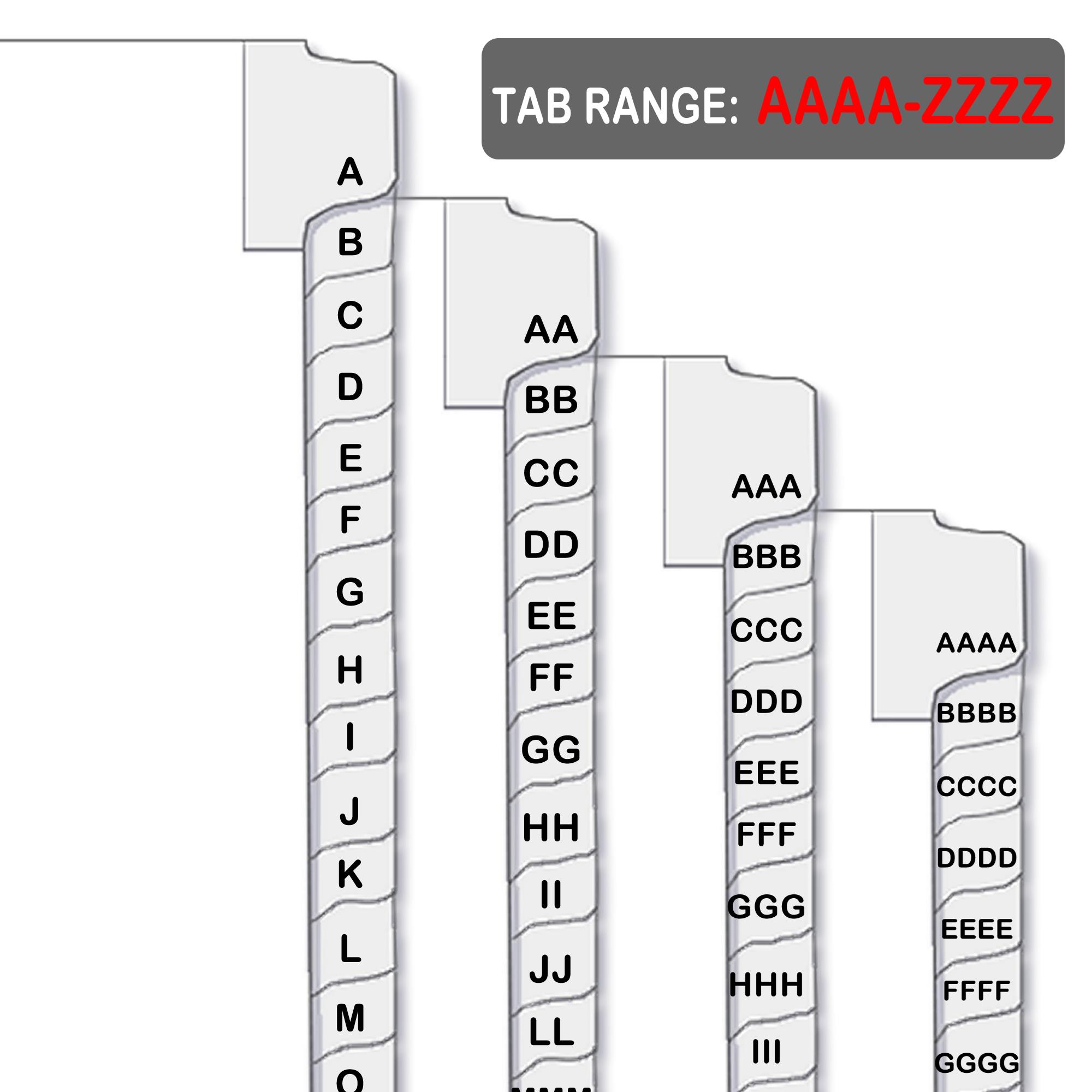 Side Letter Tab Divider Sets, Avery-Style, Title: AAAA-ZZZZ