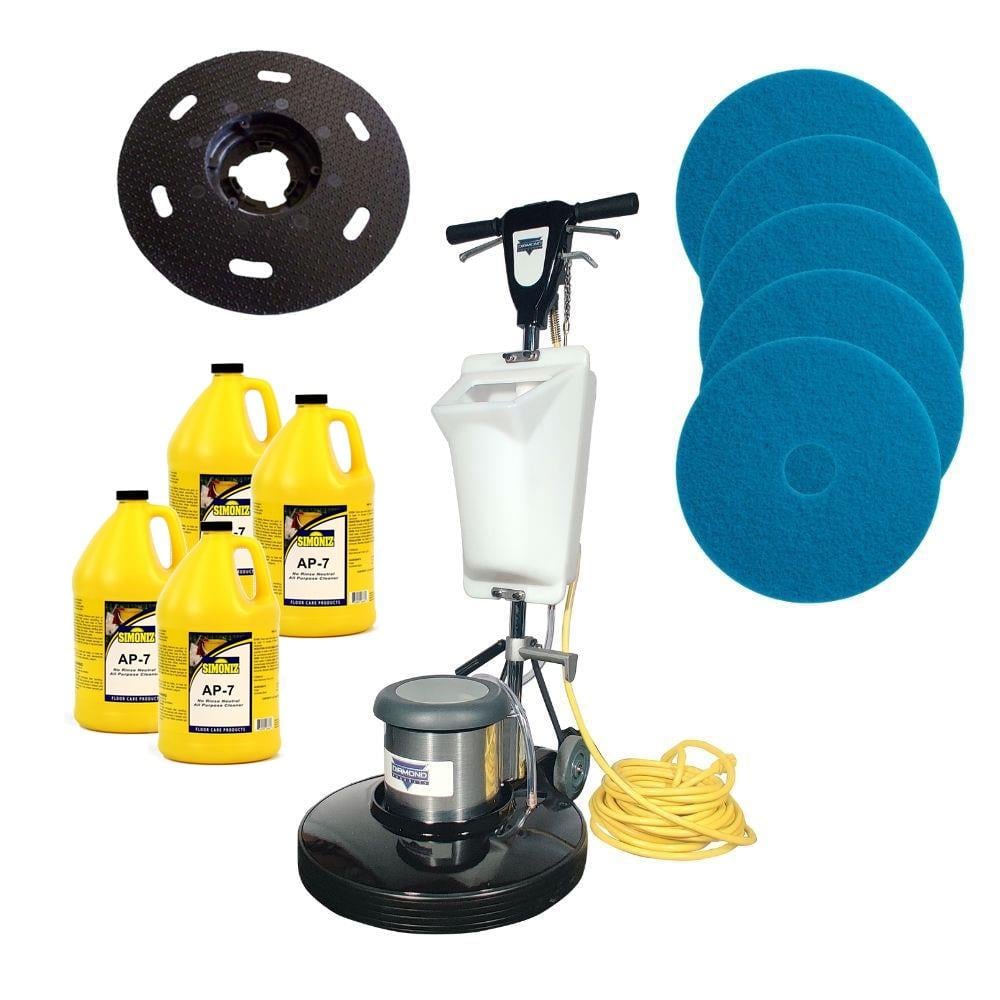 Diamond Products Icon F20 Low Sd Floor Buffer Kit W 5 Pads Pad Driver Solution Tank Simoniz Ap 7 Neutral Cleaner 4 Gallons Janitorial Direct Janitor S Closet