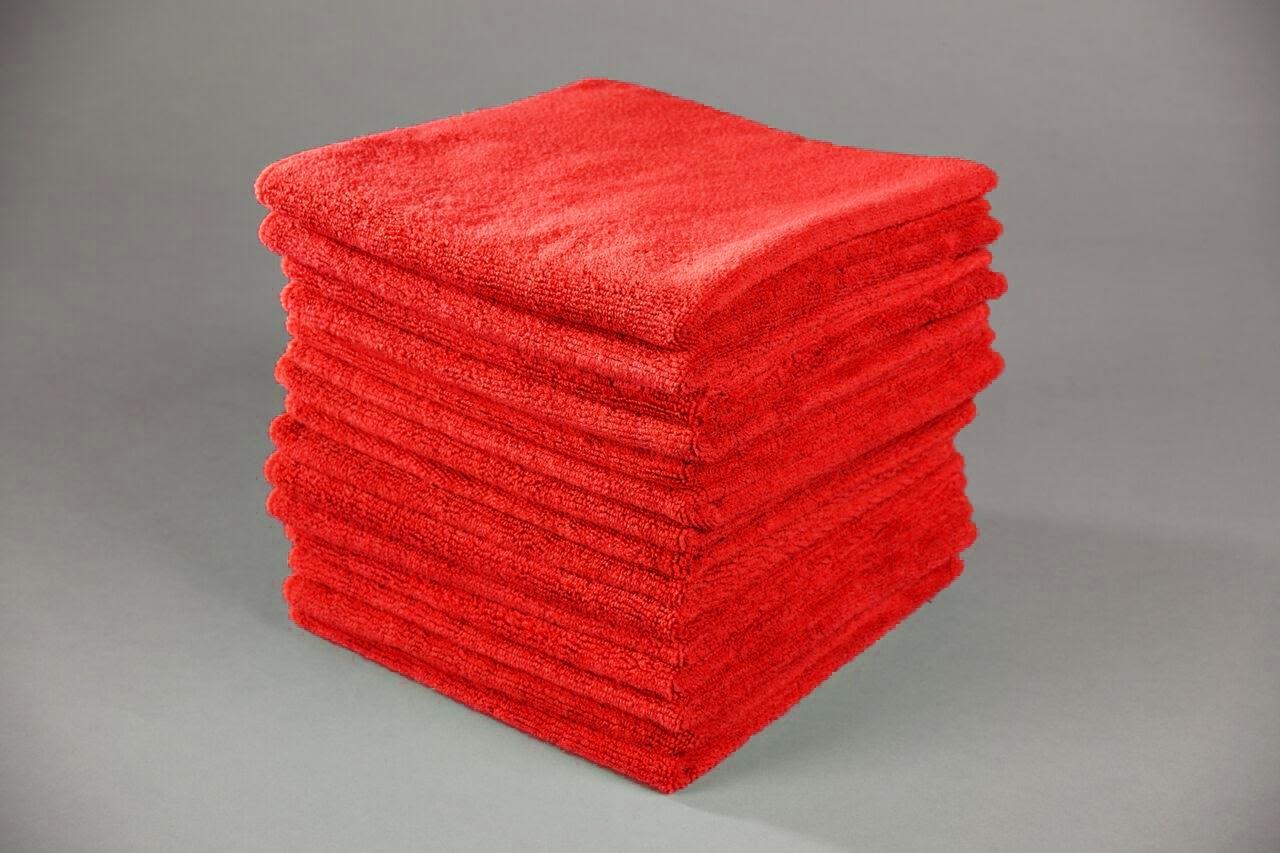 16 X 16 Microfiber Terry Towel, Red - 12/pack