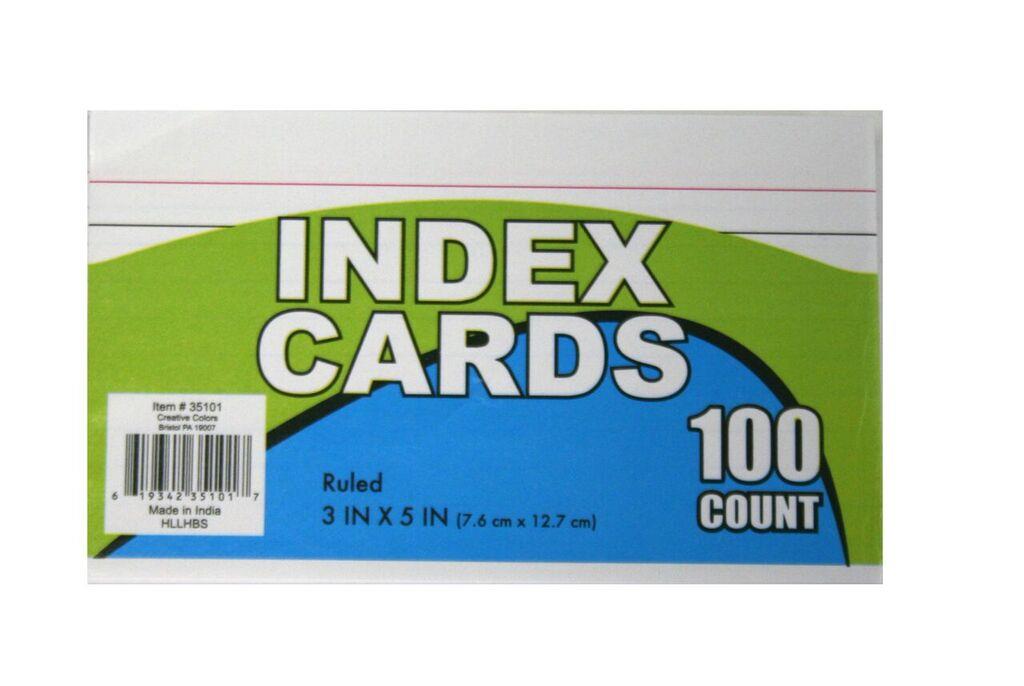 Discount Bulk Supplies 100Count 3x5 Index Cards