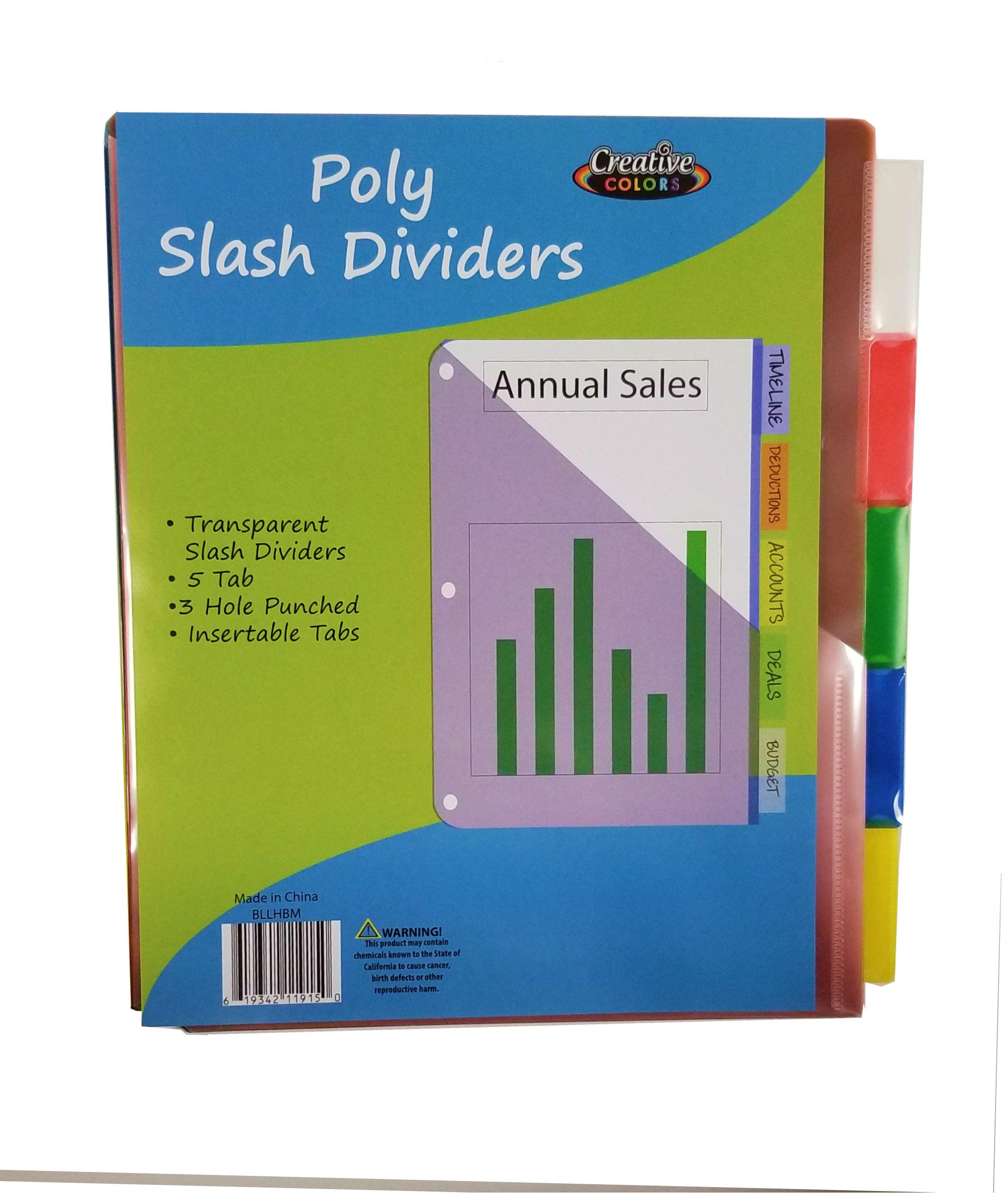 BULK Carton Poly 5 Tab Index Divider With Pocket Minimum Order 1 Case