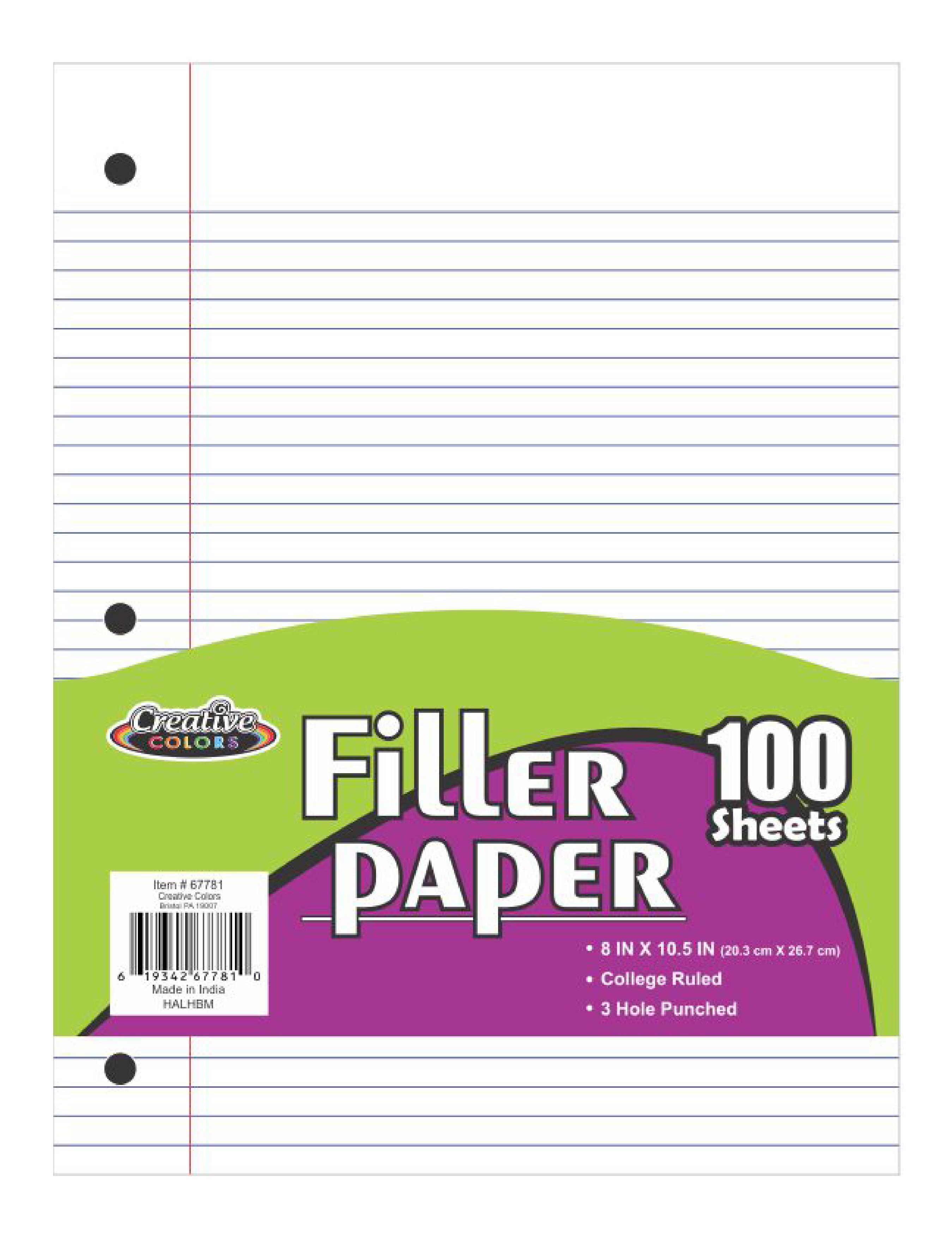 BULK Carton 100 SHEET COLLEGE RULED FILLER PAPER- Minimum Order 1 Case ...