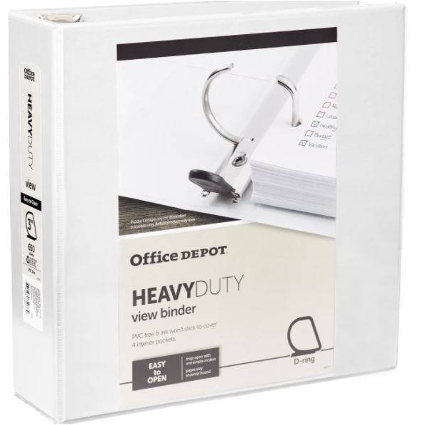 BULK Carton Binder - View - 3 Inch - White - Office Depot (969 available as  of 8/28/2022)