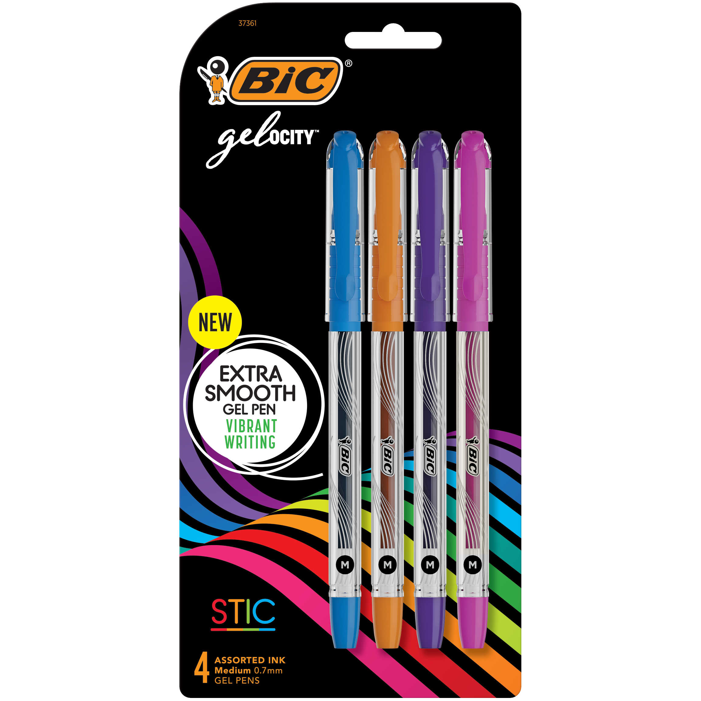 BIC Gel-ocity Smooth Stic Gel Pen, Medium Point Assorted