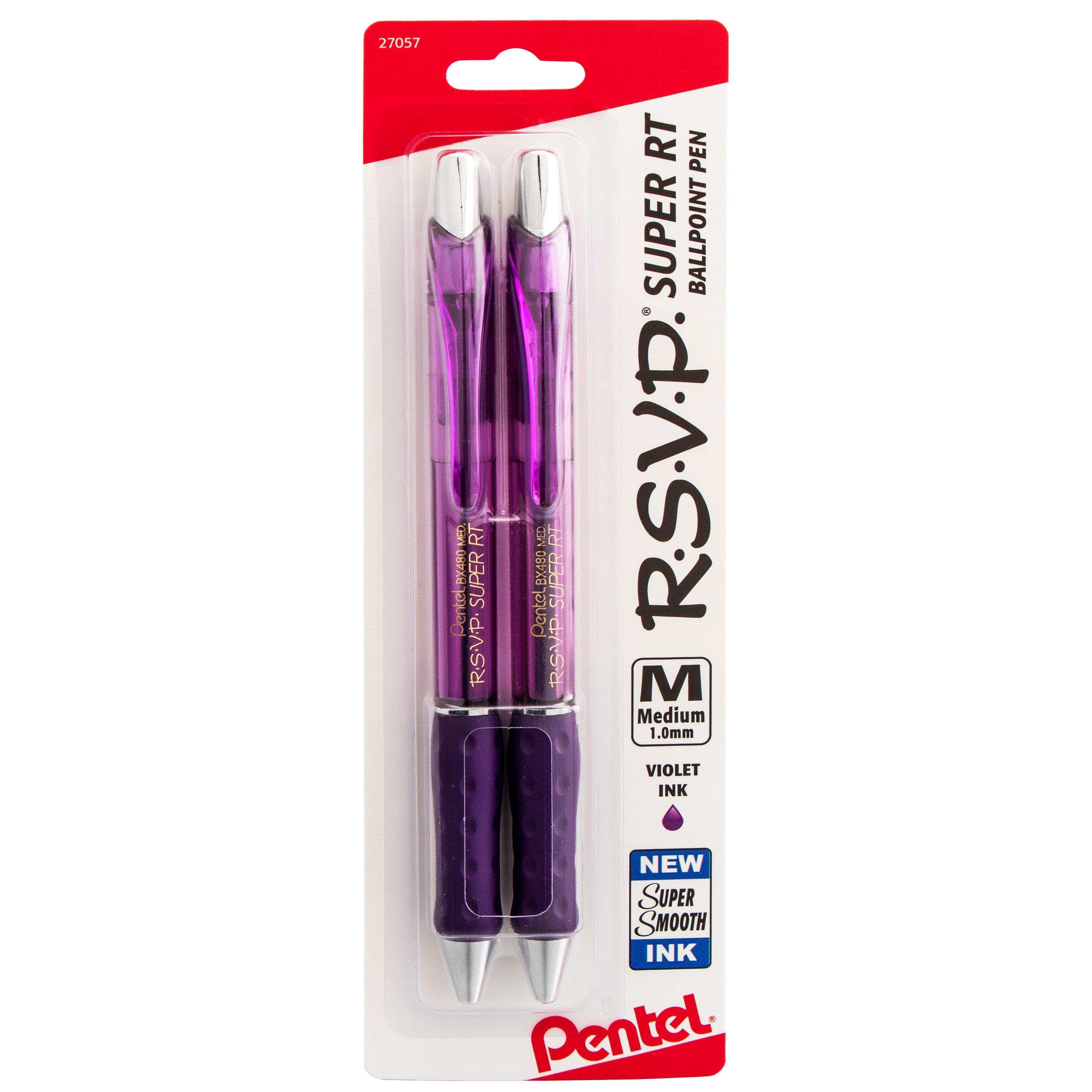 Pentel RSVP Ballpoint Pens (12-Pack) - 1.0mm Medium Point, Clear Barrel, Black Ink