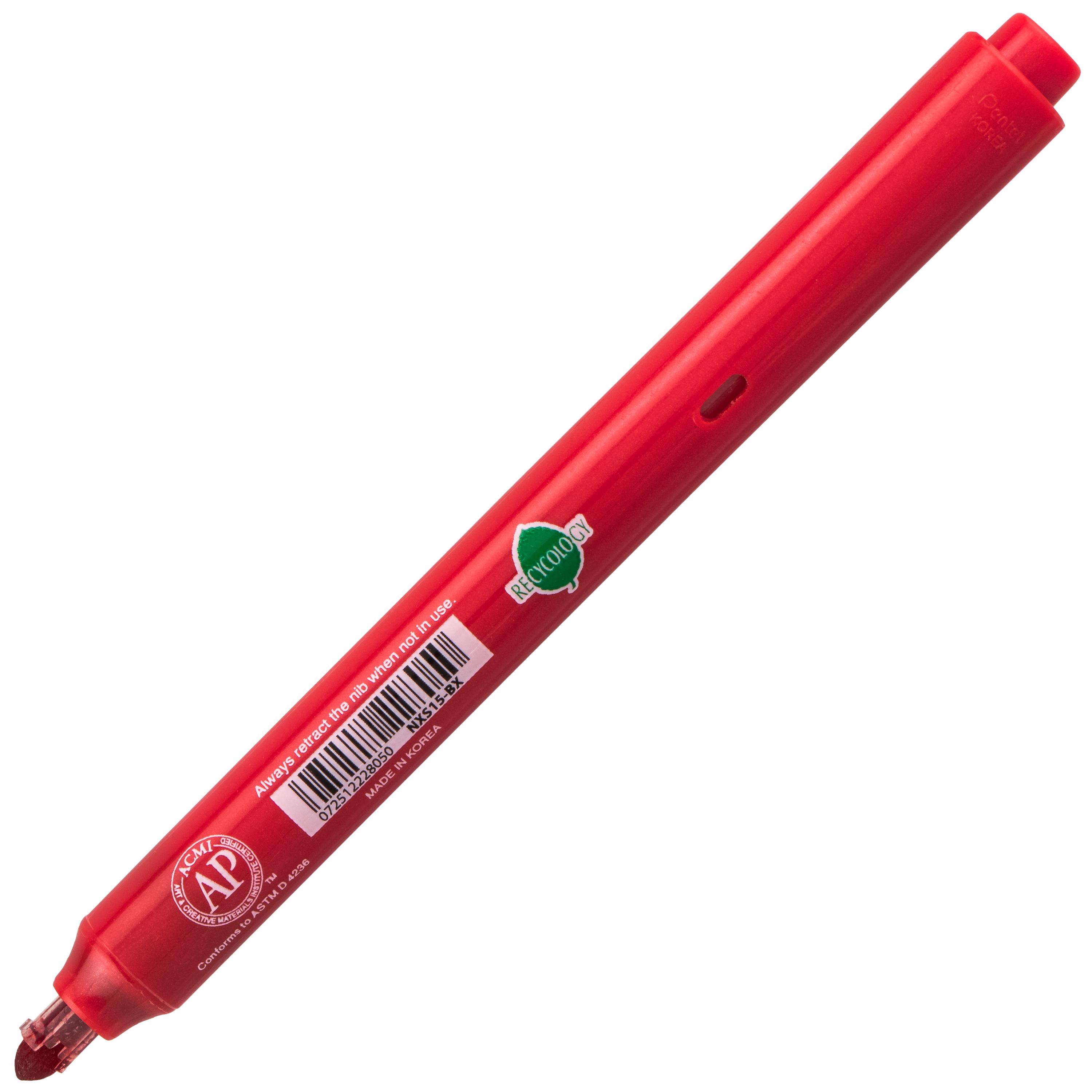 Retractable Permanent Marker, Fine Bullet Tip, Red Retractable Permanent Marker, Fine Bullet Tip, Red