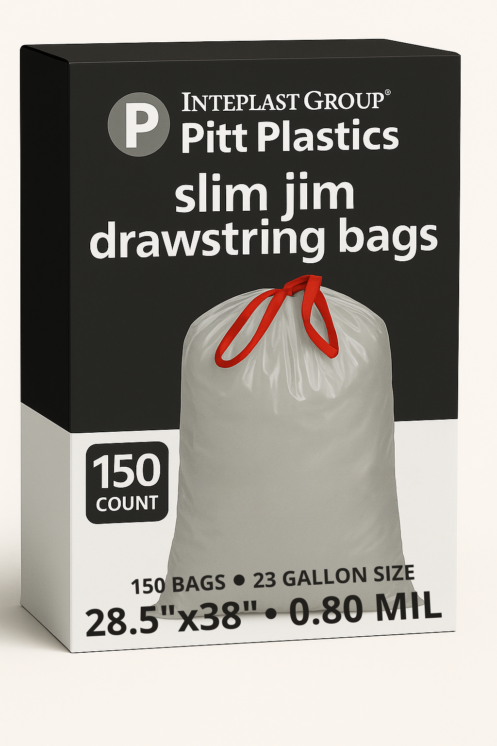 Drawstring Trash Bag Liners, "Draw Tuff", 23 gal, 1.0 mil, 28.5" x 38 ...