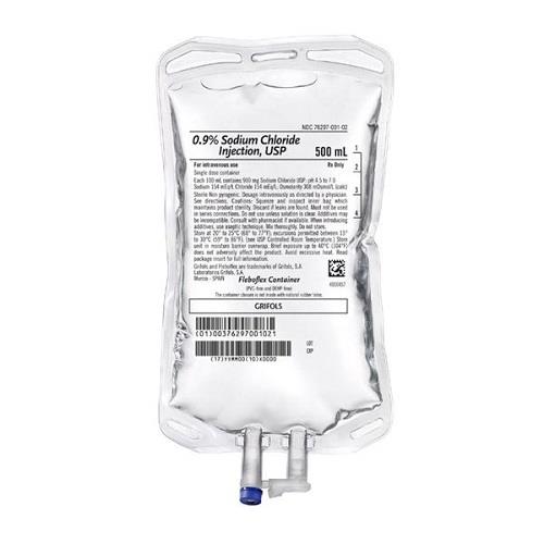 Grifols S A Iv Injection Solution Sodium Chloride 0 9 500ml Normal Saline Nacl Iv Bag 1 Each Lexicon Medical Supply