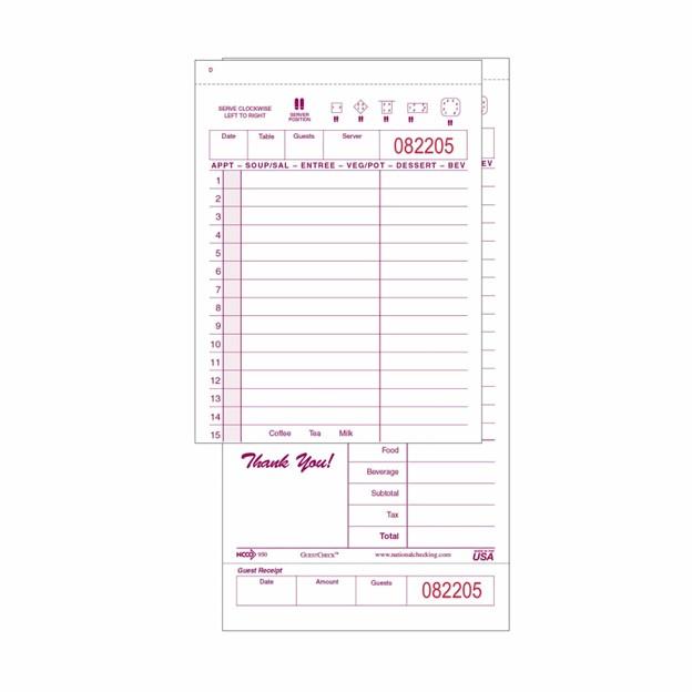 Guest Check Book, Large TwoPart Carbonless, 50/Book, 40 Books/Carton