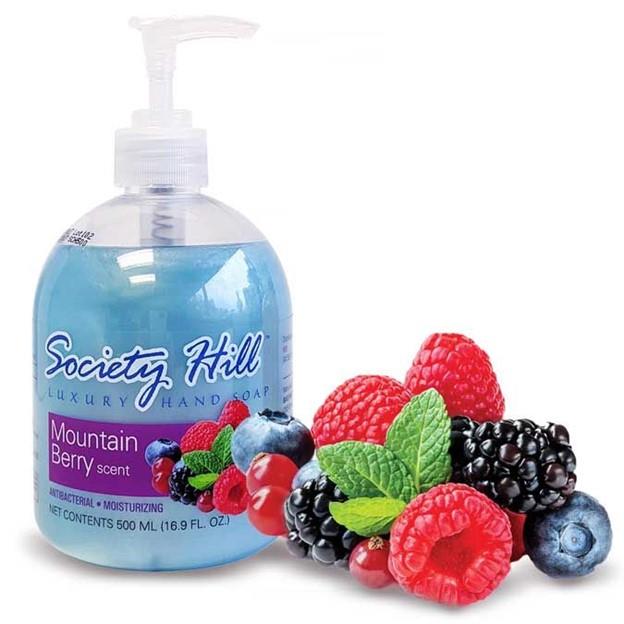 Society Hill Luxury Antibacterial Lotion Hand Soap, Mountain Berry, 16.