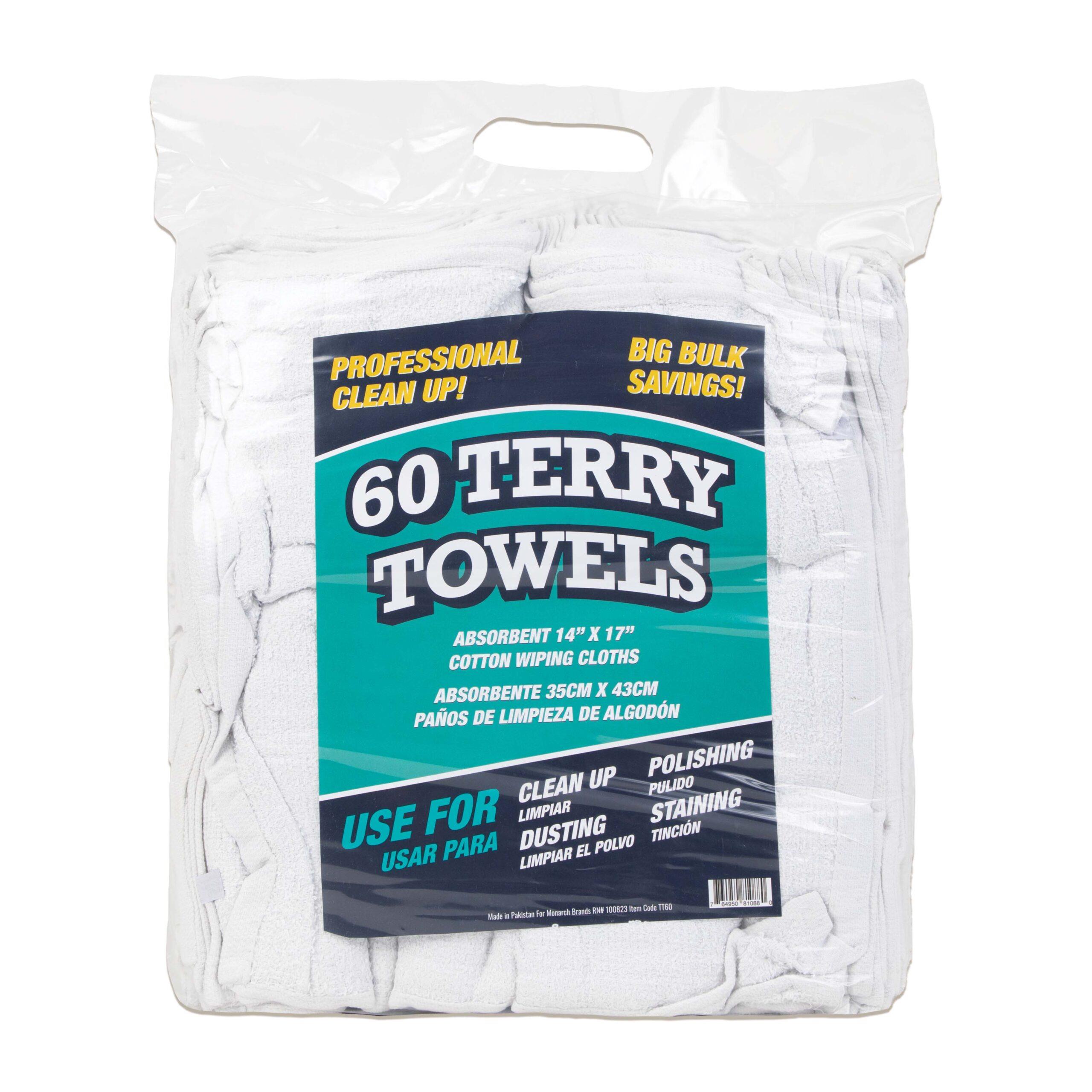 Simpli-Magic 79118 Commercial Grade Soft Plush Cotton Terry Towels,  60-Pack, White