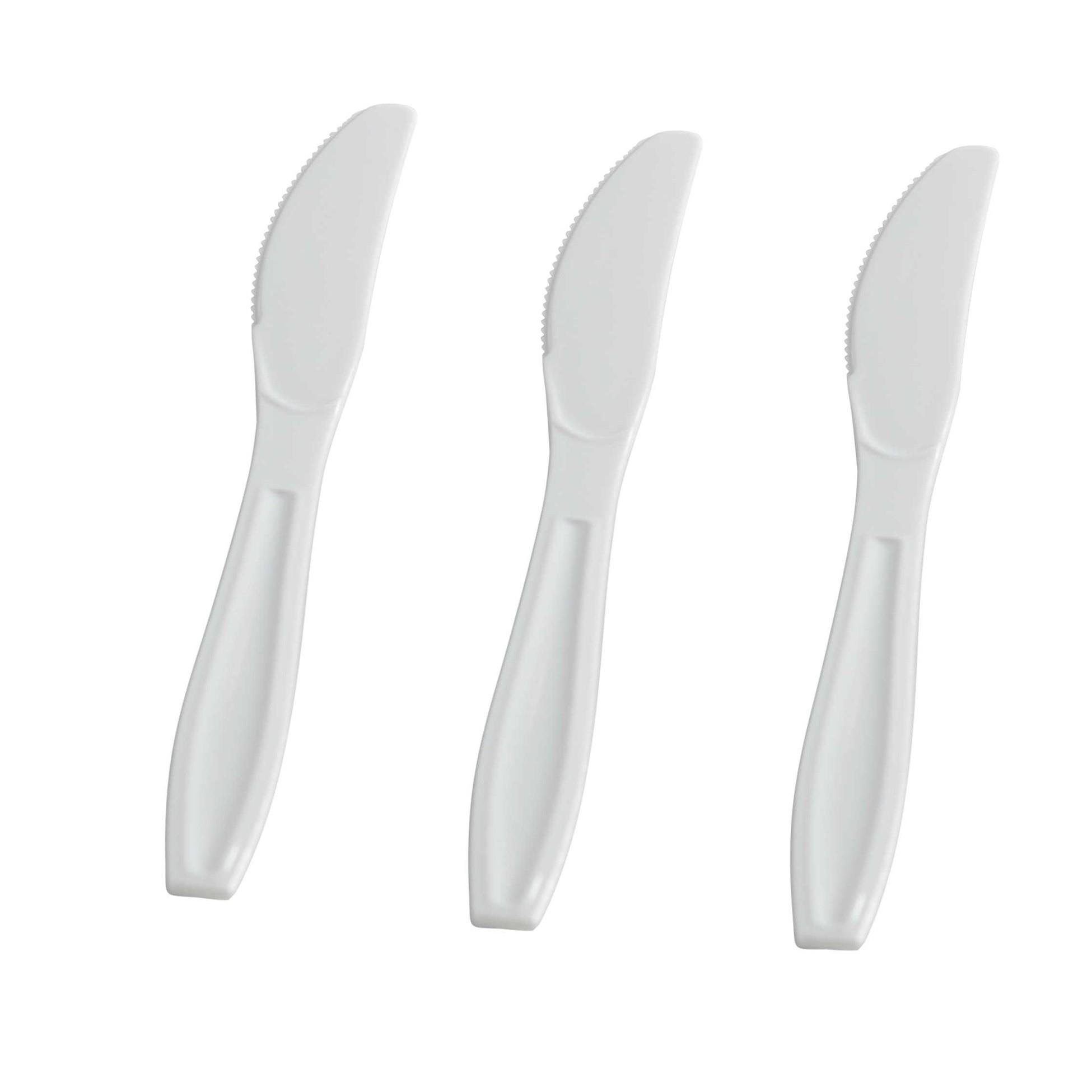 Plastic Cutlery, Heavyweight Knives, White, 100/Box