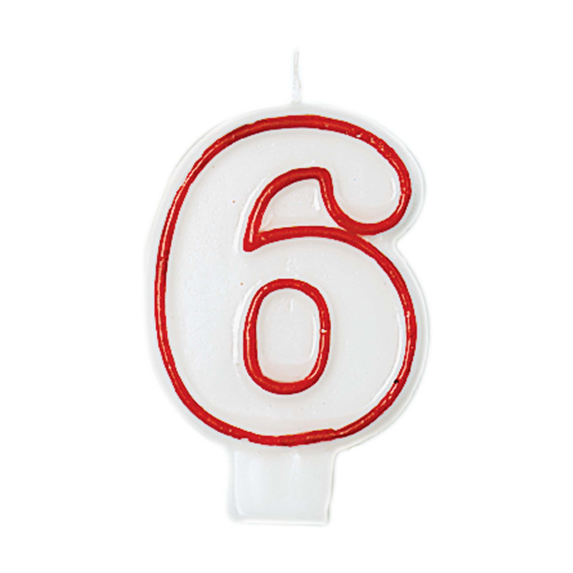 Numbered Birthday Candle, #6, Red/White, 3