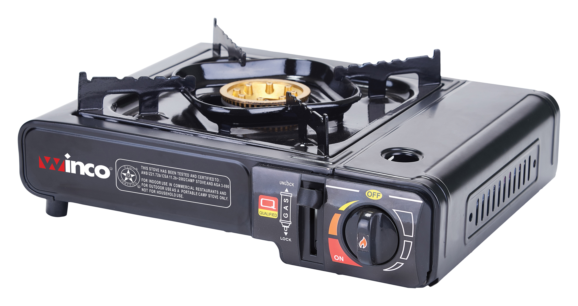 Compact Butane Cooker Portable Butane Gas Cooker, Black, 9500 BTUs, Brass Burner w/Case ...