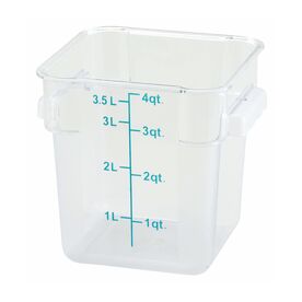 4qt Square Storage Container, Clear, PC - mastersupplyonline