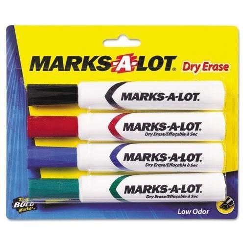 Desk Style Dry Erase Markers, Chisel Tip, Assorted, 4/Set - AVE24409