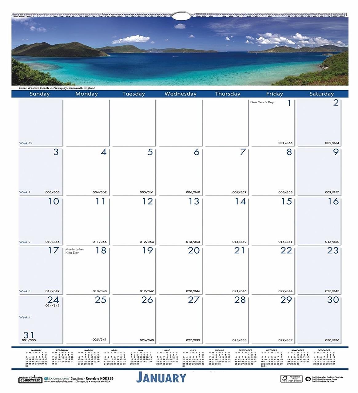 Bulk 2022 Coastlines Wall Calendars HOD328 (18 Wall Calendars) Myriad Greeyn Office Supplies